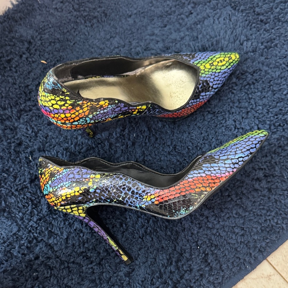 Multicolor Snakeskin Pattern Women's Heels